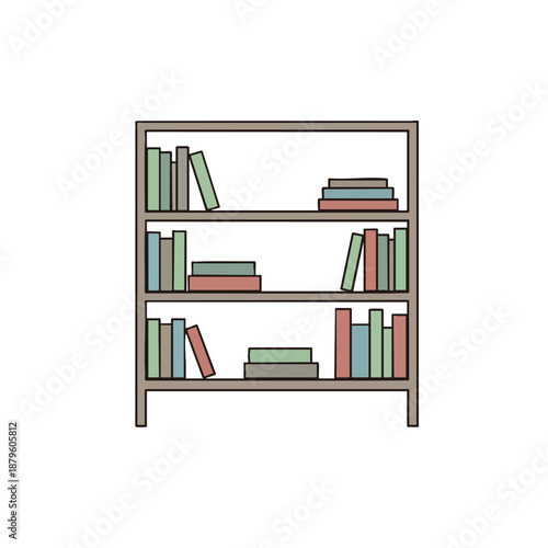 Bookshelf with assorted books