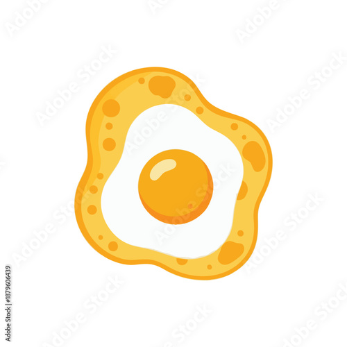 Fried Egg Illustration on White Background