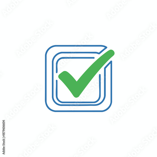 Green Checkmark in Blue Square Icon