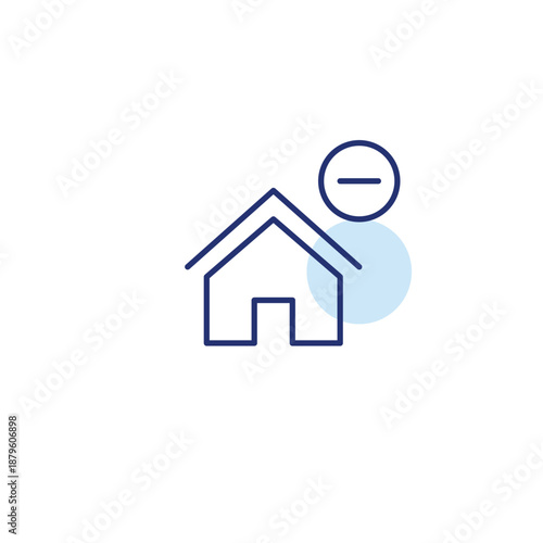 House and minus. Cancel property buying. Pixel perfect, editable stroke vector icon