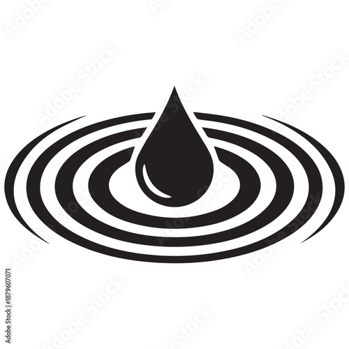 Drop creating ripples isolated on white background, Vector, illustration