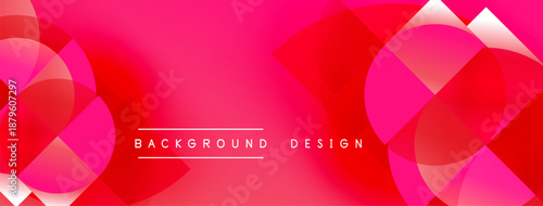 Abstract pink design features overlapping circles, squares. Gradient effect creates dynamic visual texture. Text reads background design.
