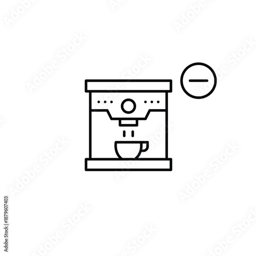 Turkish cezve coffee maker and minus. Hot drinks unavailable. Remove from order. Pixel perfect, editable stroke vector icon