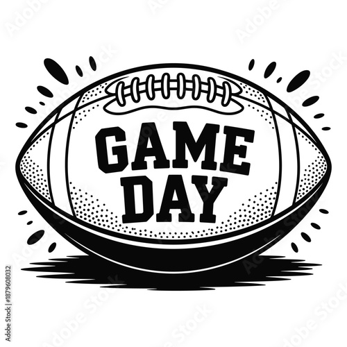 Exciting American football with text saying Game Day surrounded by dynamic elements representing action isolated on transparent background Illustration