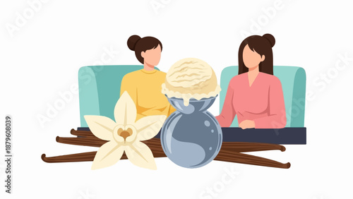 Two friends enjoy a delicious vanilla ice cream treat together