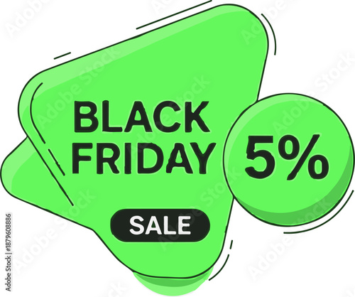 Vibrant green sale banner announces a 5% discount on Black Friday deals