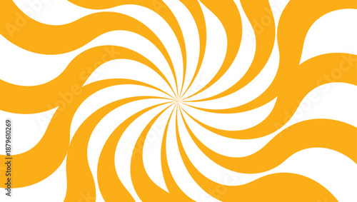 Abstract orange and yellow floral vector illustration featuring swirl patterns and sun-inspired spiral wave designs for a vibrant summer nature background