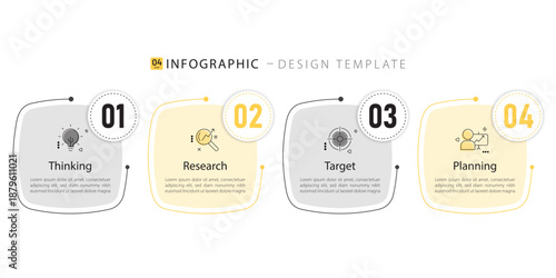 Infographic template. 4 Step timeline journey, Flat simple infographics design template. presentation graph. Business concept with numbers 4 options or steps vector illustration.