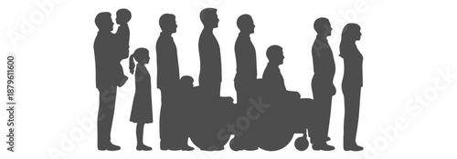 Professional Architectural People CAD Drawings Silhouette - Adults Children and Wheelchair Users in Elevation View for Inclusive Design