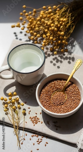 Flax Seeds and Water.