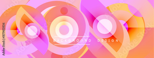Abstract circles overlap, creating vibrant pink, orange hues. Modern design element for backgrounds, presentations. Smooth gradients present dynamic visual appeal.