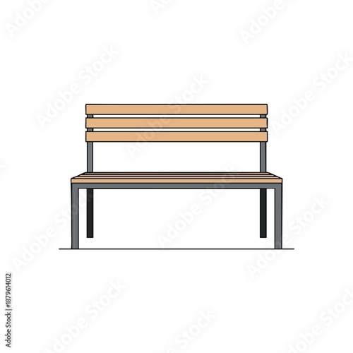 Modern Wooden Bench with Metal Frame