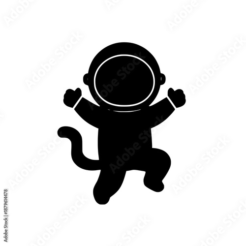 Happy Astronaut Floating in Space Celebrating Success Vector Illustration Flat Design Scalable Art