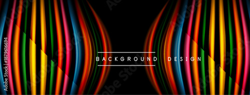 Abstract vibrant lines form dynamic shapes. Black background emphasizes colorful curves, creating modern visual impact.