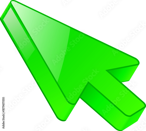 3d Click pointer cursor arrow icon on white background.