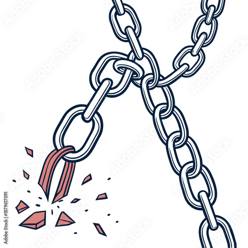 Pliers breaking a strong metal chain, concept of freedom and breaking free