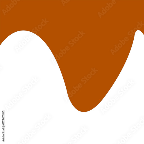 Abstract illustration of a white shape with a brown wavy liquid pouring over it, suggesting a fluid motion