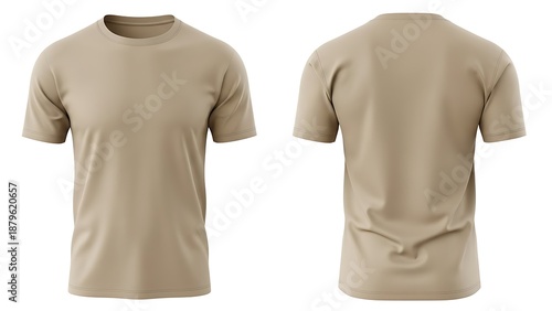 Beige short sleeve t shirt front and back t-shirt clothing