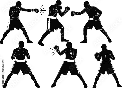 Boxing Silhouettes – Punches, Guarding & Footwork Poses