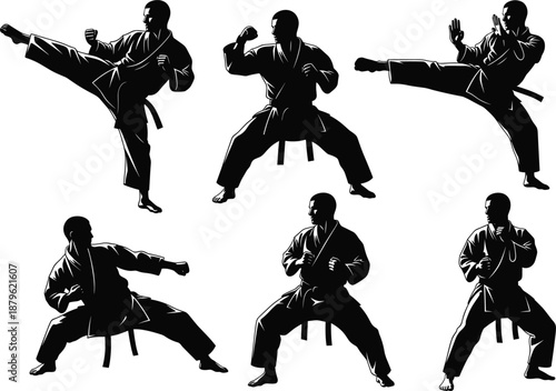 Karate Silhouettes – Traditional Gi Poses & Techniques