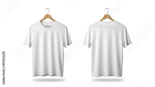 Two white short sleeve t shirts on wooden hangers white t shirts short sleeve shirts clothing apparel