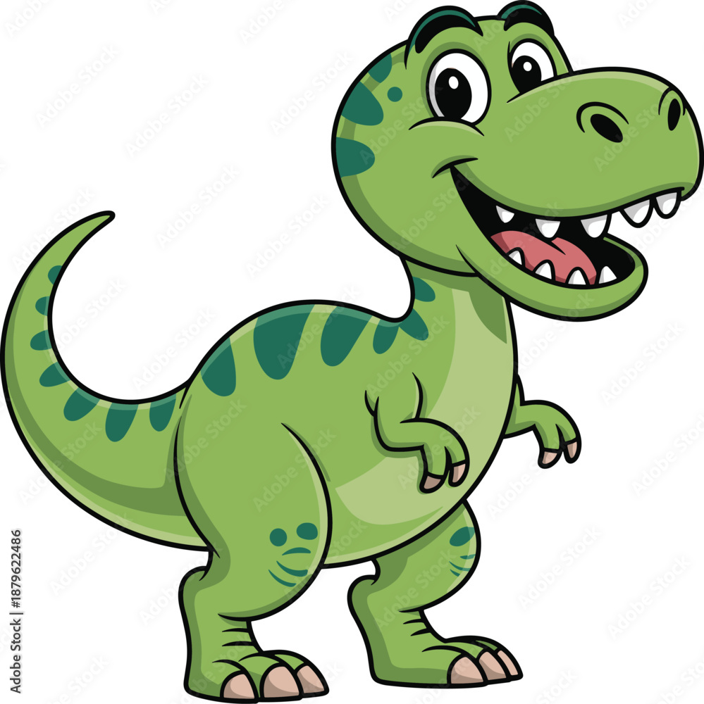 Fototapeta premium Cartoon dinosaur smiling on white background