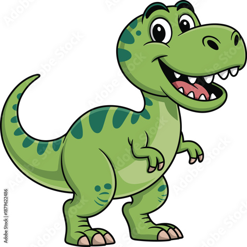 Cartoon dinosaur smiling on white background