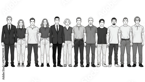 Teamwork Illustration – Corporate Professionals Standing Together