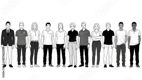 Office Staff Vector – Diverse Professionals in Formal Setting