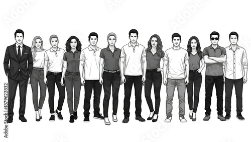 Corporate Professionals Vector – Diverse Team Standing in Office