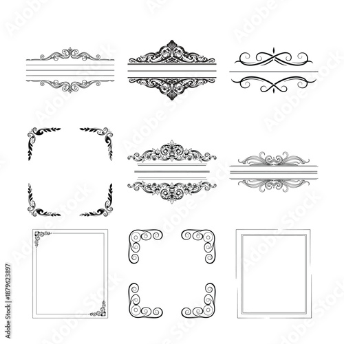 Vintage Ornamental Dividers and Frames Vector Set – Elegant Floral Decorative Elements ( 2 )