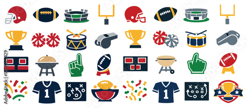 College Football Bowl Games Icon Set