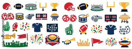 College Football Bowl Games Icon Set