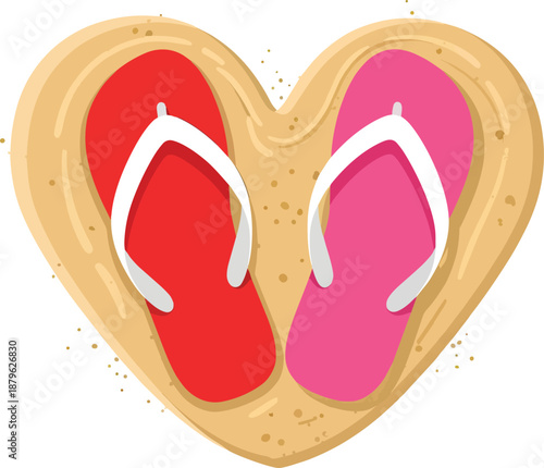 Heart Shaped Flip Flops Love Symbol.