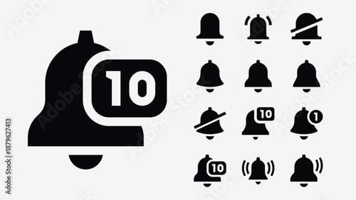 Notification bell and alert icons set