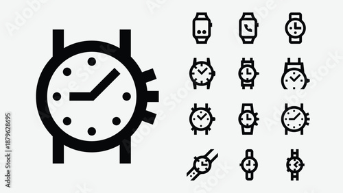 Watches and time icons set
