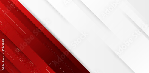 Abstract background with red and white diagonal layered shapes, bold and modern design ideal for promotional and branding layouts.