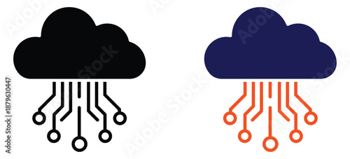 Cloud Computing Data Network Icon Representing Cloud Storage, Digital Infrastructure, and Online Connectivity