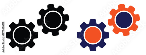 Colorful Gear Cogwheel Icon Set Representing Settings, Automation, and System Configuration