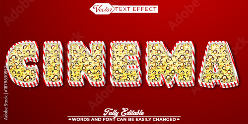  Cinema Popcorn Movie Vector Fully Editable Smart Object Text Effect