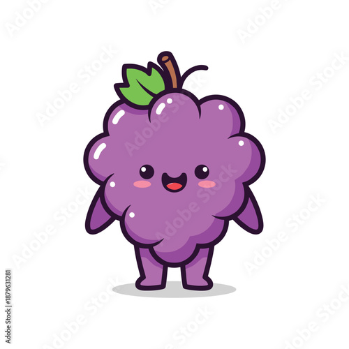 Adorable Cartoon Grape Character Illustration