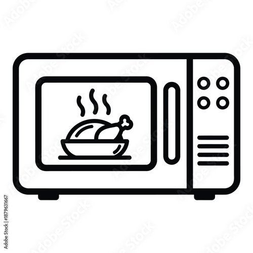 Microwave oven with cooked turkey inside  kitchen appliance for heating food quickly and efficiently