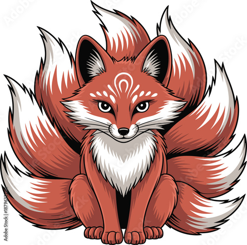 Illustrated fox with large ears on white background