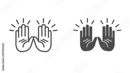 High five icon set showing celebration and teamwork in two styles