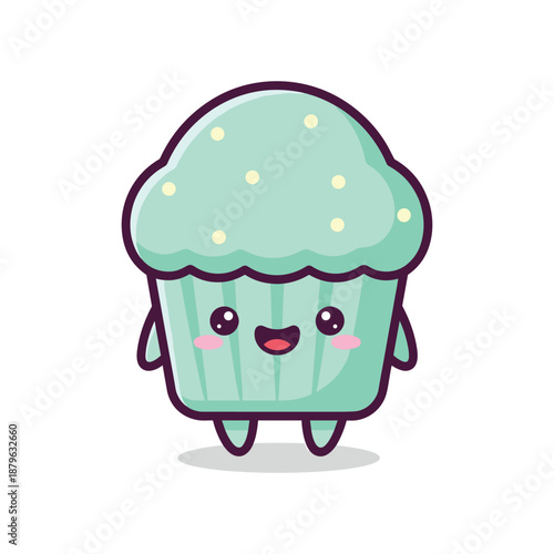 Cute Cartoon Cupcake Character Illustration