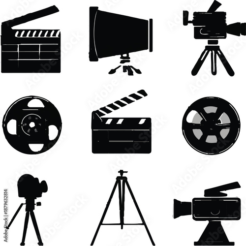 Movie production icons set