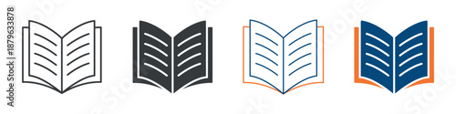 Open Book Icon Set Multiple Style Collection 