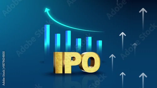 3D Rendering IPO - Initial Public Offering , Launching stocks to invest in the market. investment and strategy, Private companies can go public by selling their shares. 3D gold font character	

