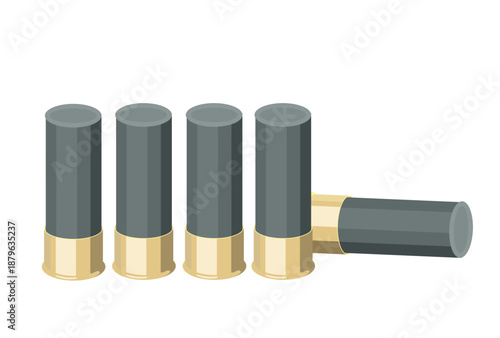 Shotgun shell hunting cartridges. Wide sleeve with bullet. Ammunition for hunting rifle