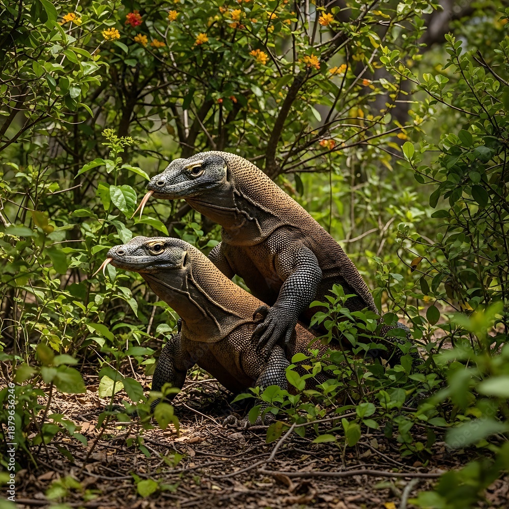 Fototapeta premium Komodo dragons mating.
